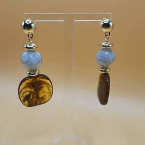 Chic Gold and Brown Dangle Earrings